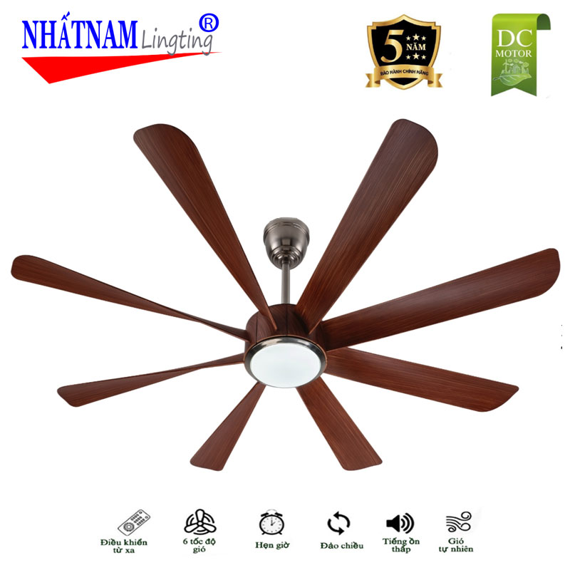 Quạt Trần Đèn 8 Cánh Ferguson 888 Hình ảnh Quạt trần đèn 8 cánh Ferguson 888 chính hãng với động cơ DC, cánh ABS vân gỗ, đèn LED 3 màu, điều khiển từ xa và bảo hành 5 năm.