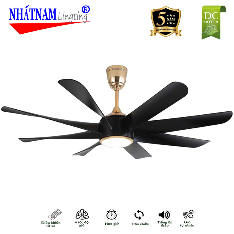 Quạt Trần Đèn 8 Cánh Ferguson 888 Hình ảnh Quạt trần đèn 8 cánh Ferguson 888 chính hãng với động cơ DC, cánh ABS vân gỗ, đèn LED 3 màu, điều khiển từ xa và bảo hành 5 năm.